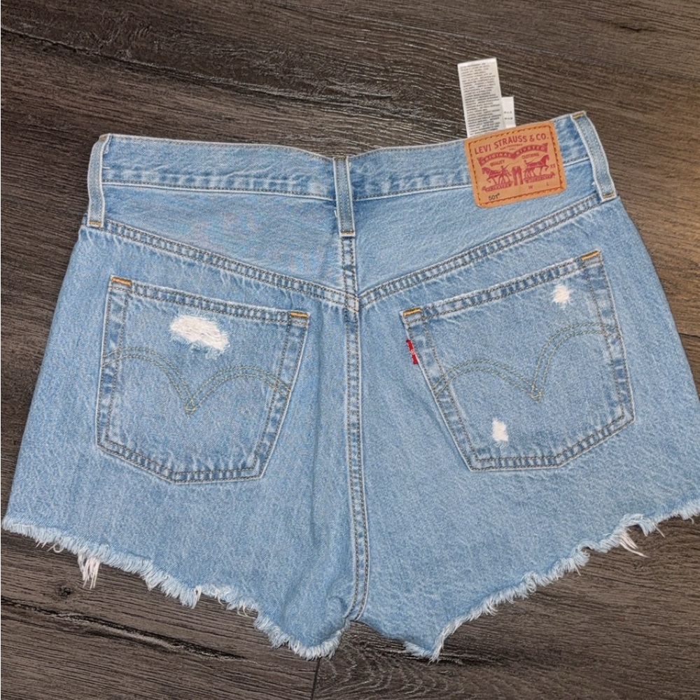 Levi's Light Blue Distressed Jean Shorts